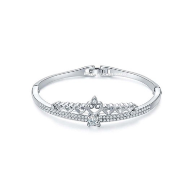 Silver-Plated Cubic Zirconia Studded Cuff Bracelet