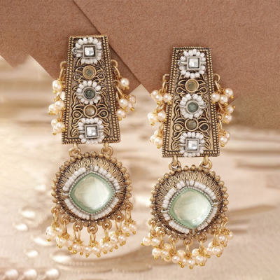 Gold Plated Kundan Drop Earrings